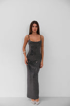 Slit Detail Strap Silver Dress