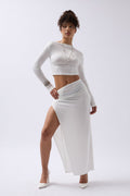 Slit Detail Maxi White Skirt