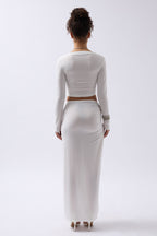 Slit Detail Maxi White Skirt