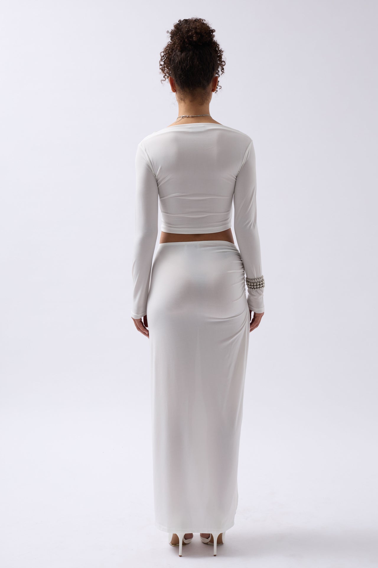 Slit Detail Maxi White Skirt