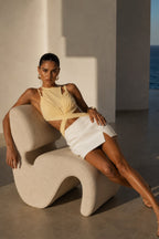 Slit Detail White Mini Skort