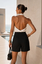 Slit Detail Black Mini Skort