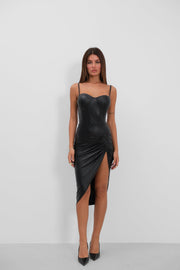 Black Leather Dress with Slits