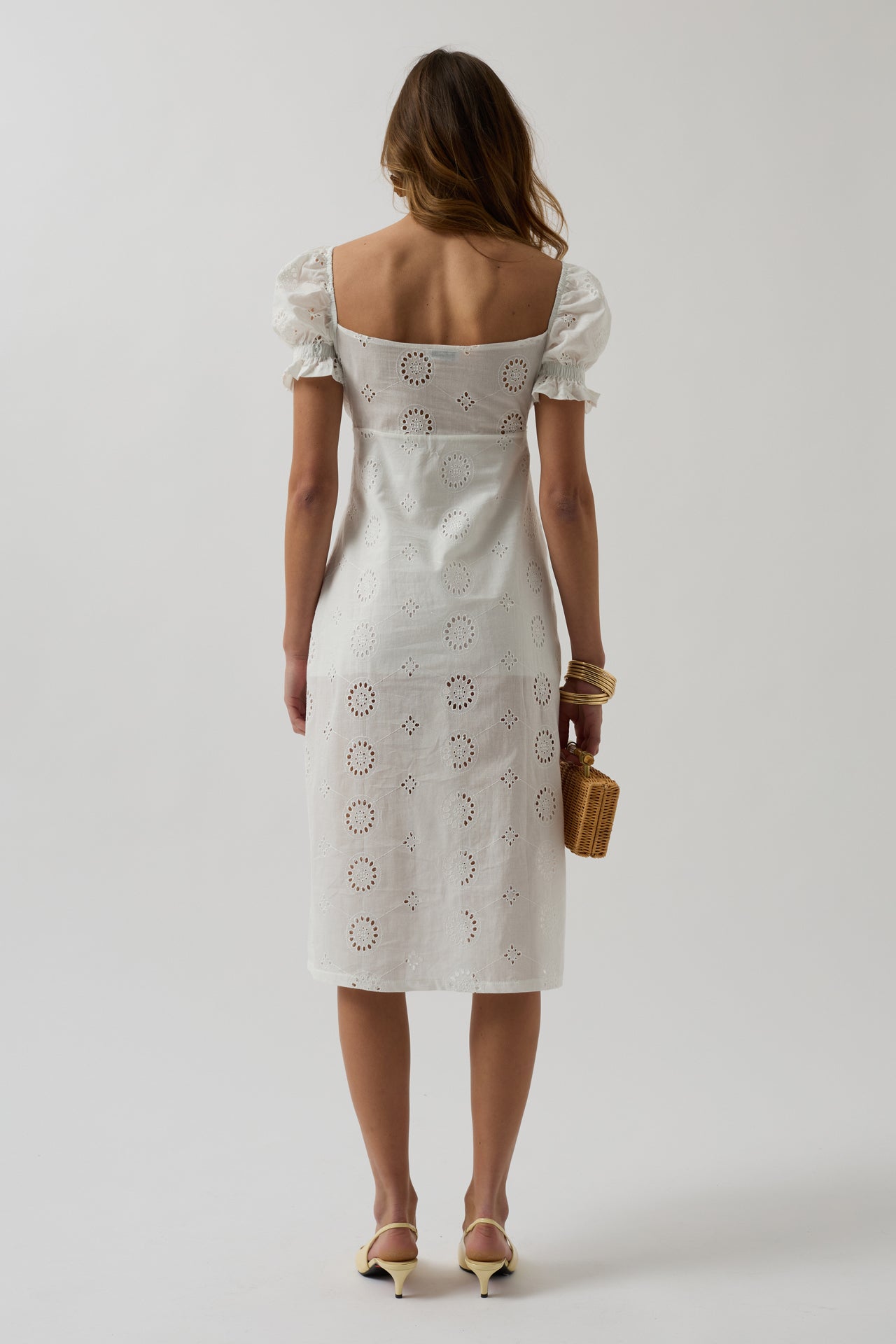 Slit Eyelet White Dress