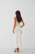 Slit Midi Length Ecru Skirt