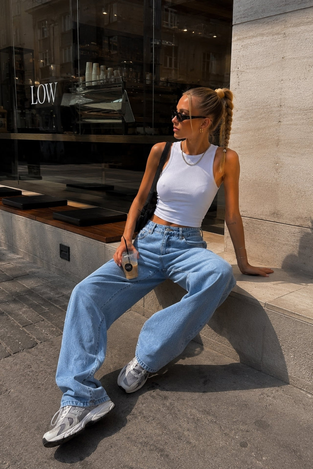 High Waist Basic Blue Baggy Jean