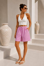 High Waist Basic Pink Modal Shorts