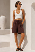 High-Waisted Basic Brown Modal Shorts