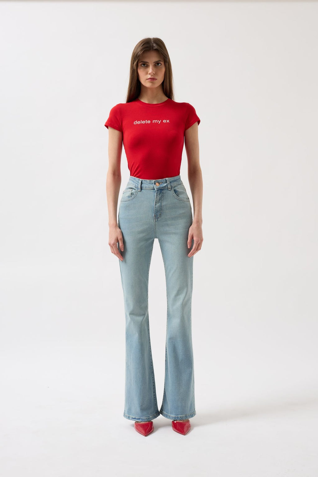 High Waist Basic Skinny Ice Blue Jeans