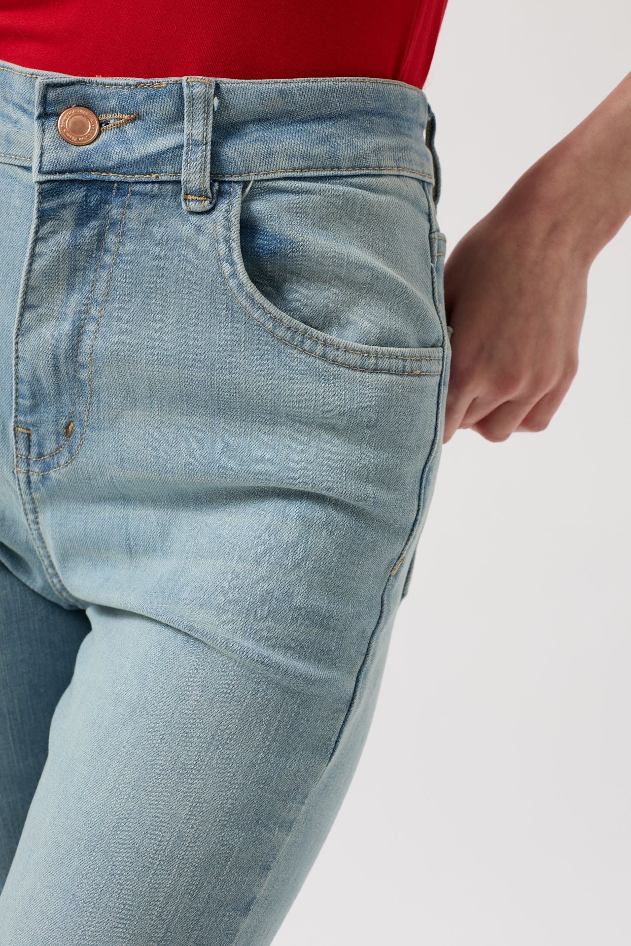 High Waist Basic Skinny Ice Blue Jeans