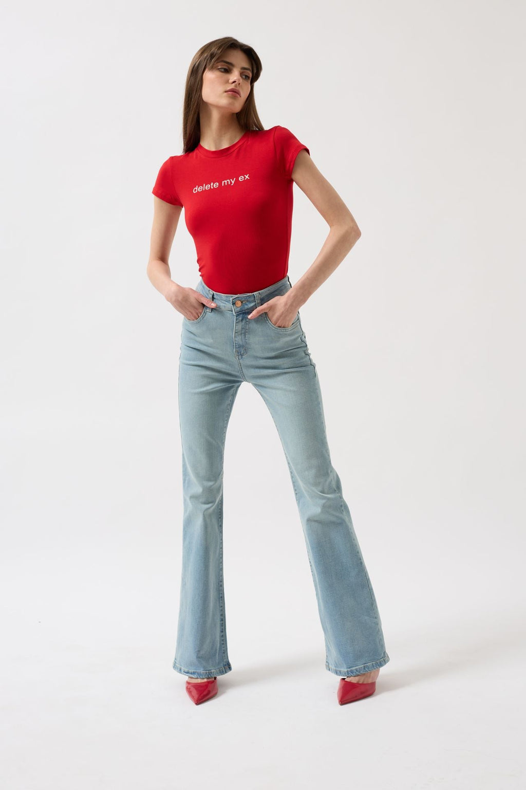 High Waist Basic Skinny Ice Blue Jeans