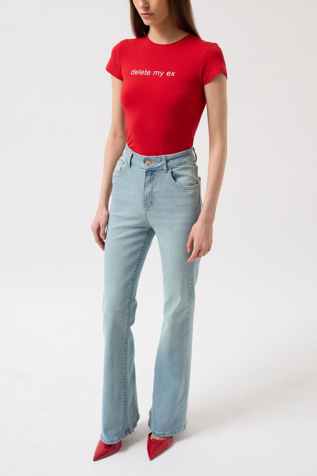 High Waist Basic Skinny Ice Blue Jeans