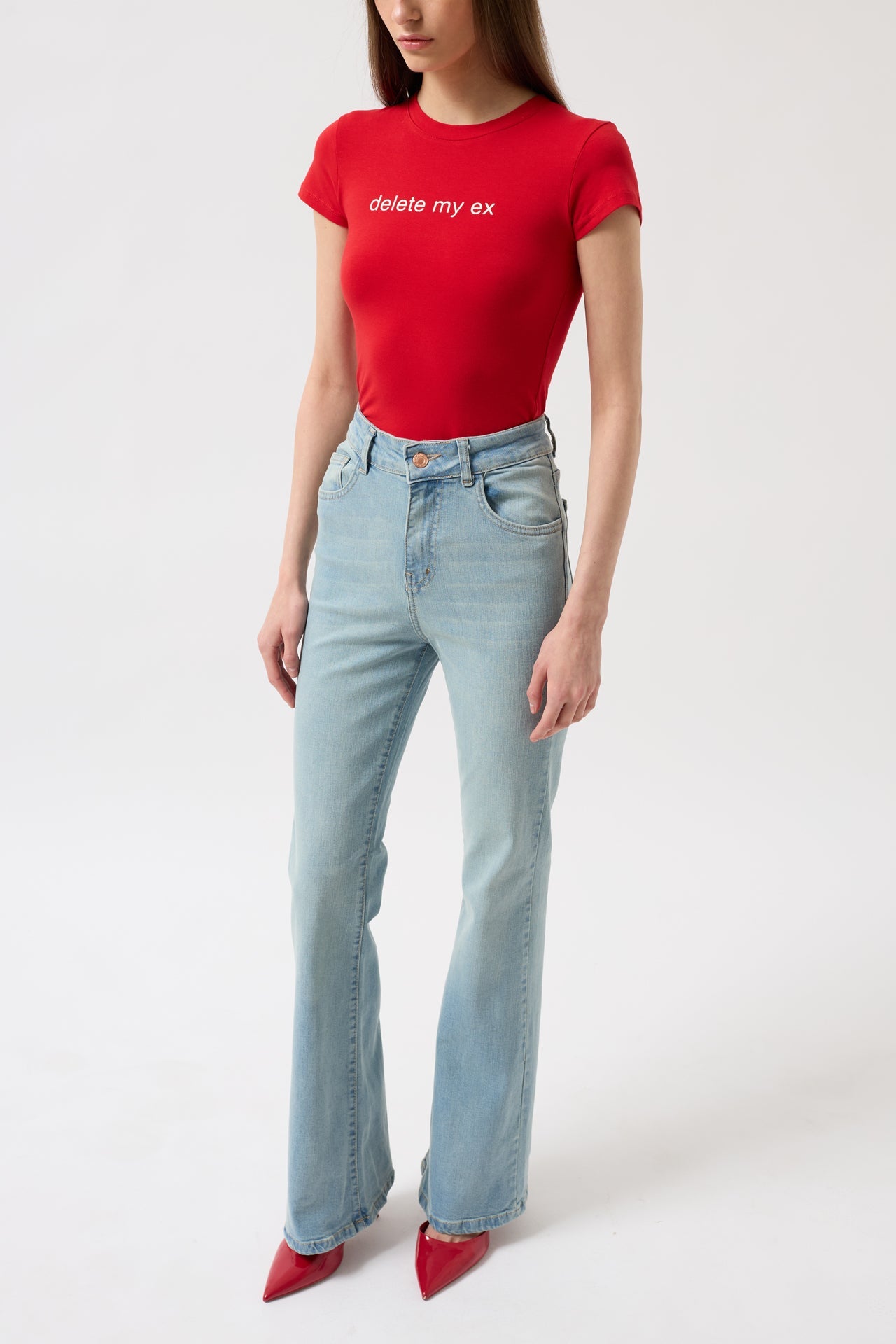 High Waist Basic Skinny Ice Blue Jeans