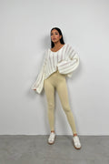 High Waist Beige Seamless Leggings