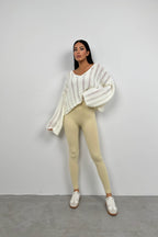 High Waist Beige Seamless Leggings