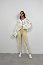 High Waist Beige Seamless Leggings