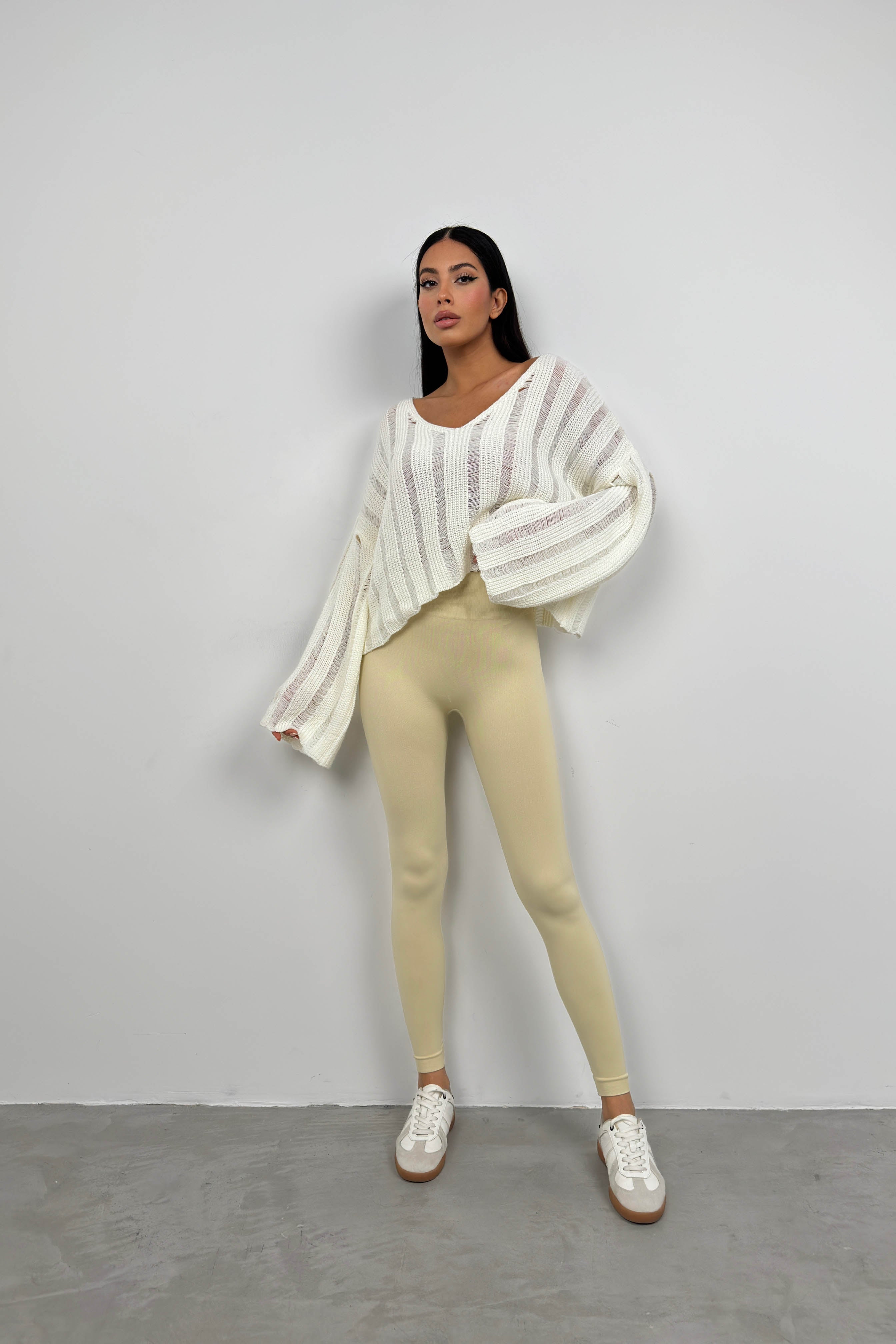 High Waist Beige Seamless Leggings