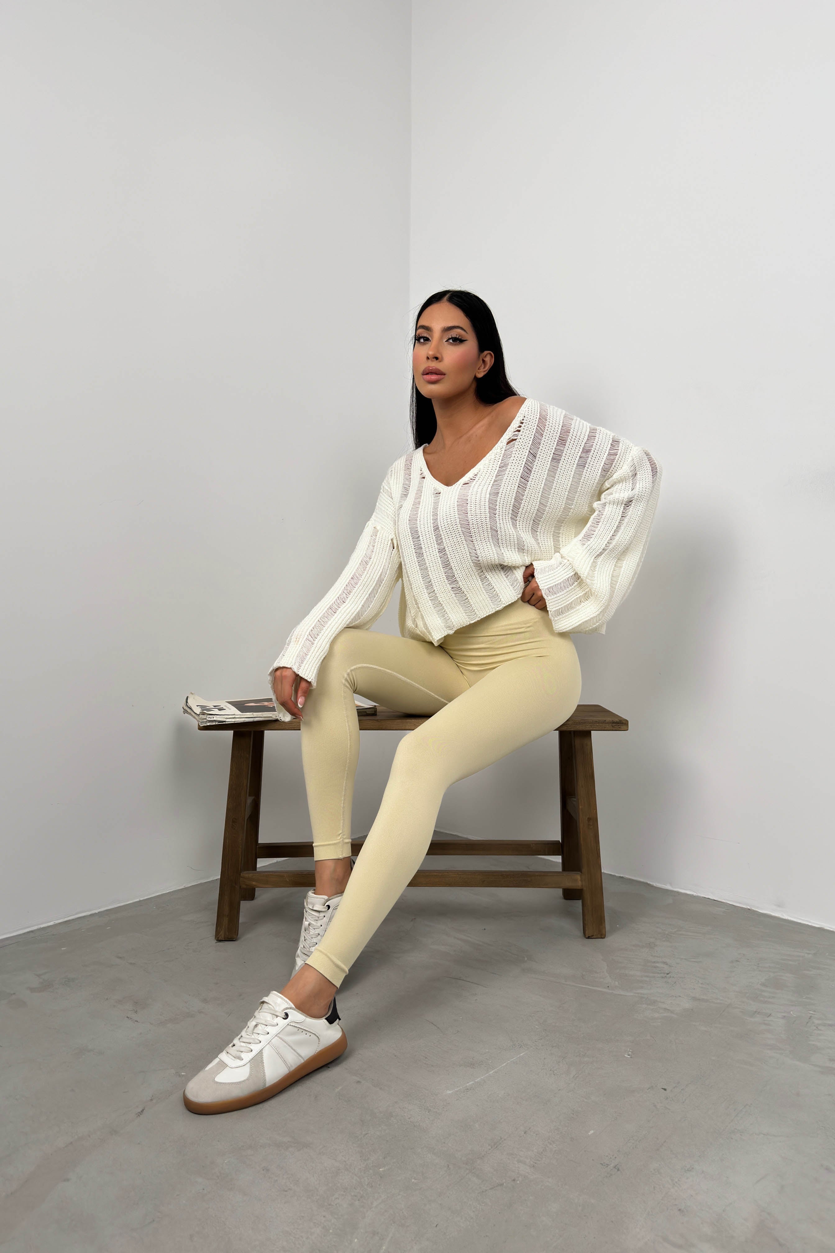 High Waist Beige Seamless Leggings
