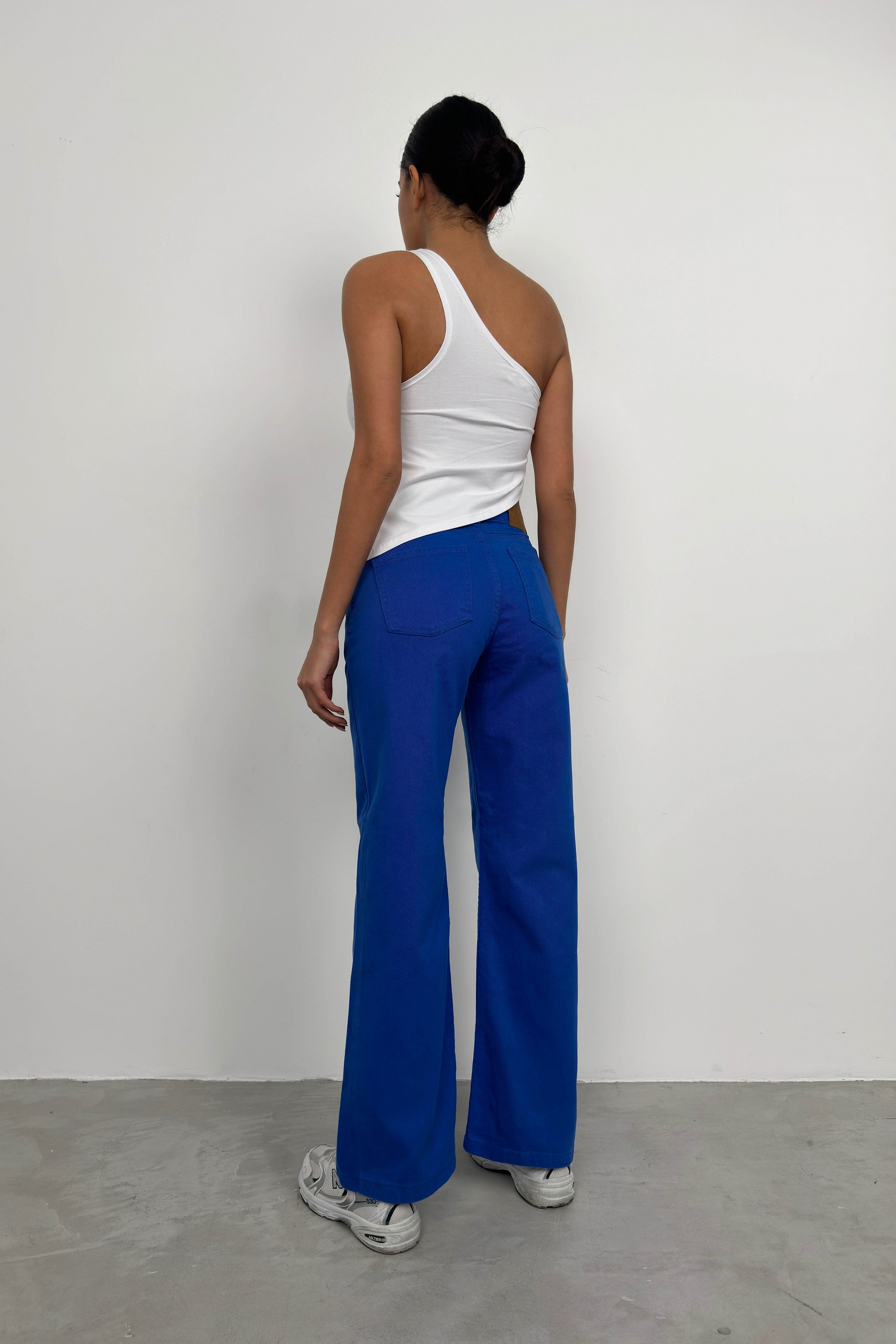 High Waist Straight Leg Sax Blue Jean