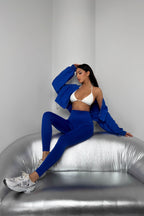 High Waist Seamless Sax Blue Leggings