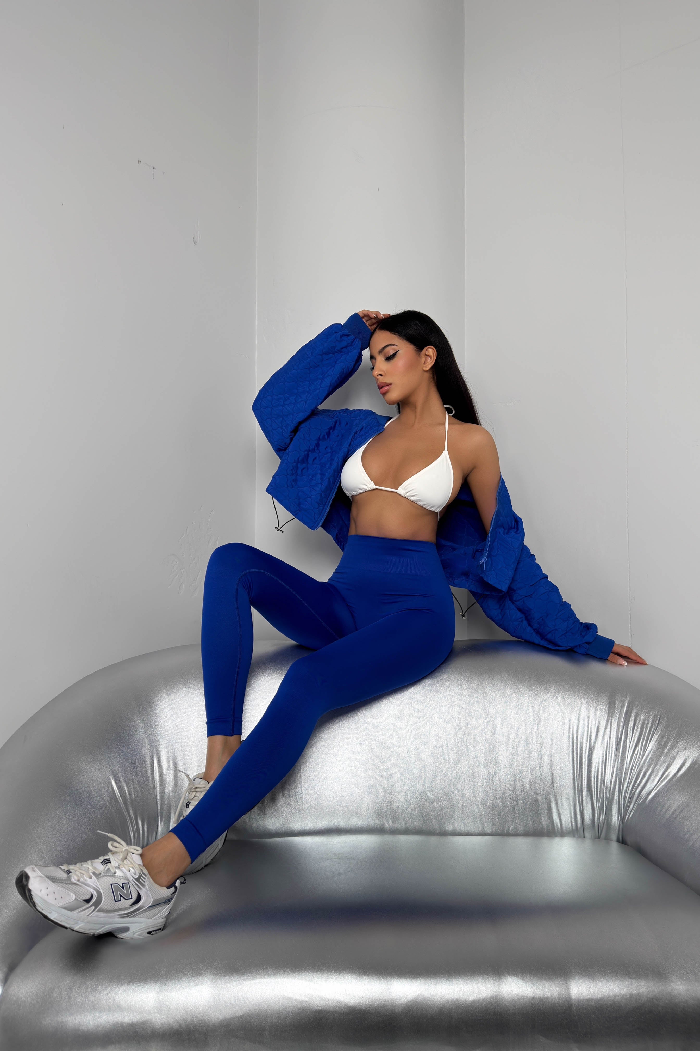 High Waist Seamless Sax Blue Leggings