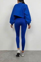 High Waist Seamless Sax Blue Leggings