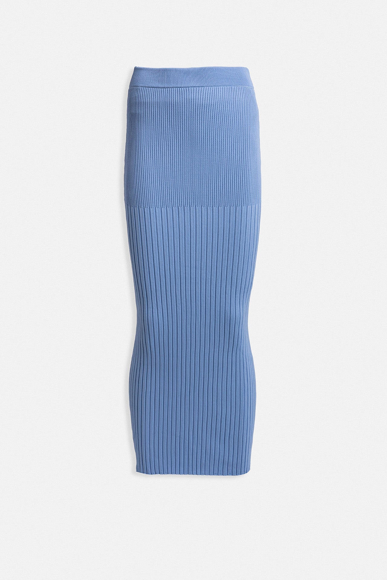 High Waist Textured Baby Blue Skirt
