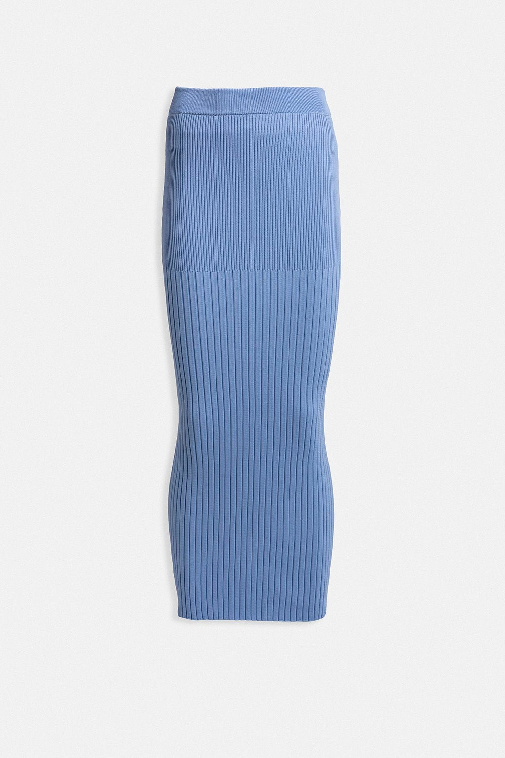 High Waist Textured Baby Blue Skirt