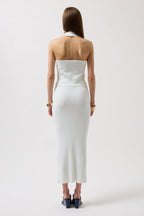 High Waist Textured White Skirt