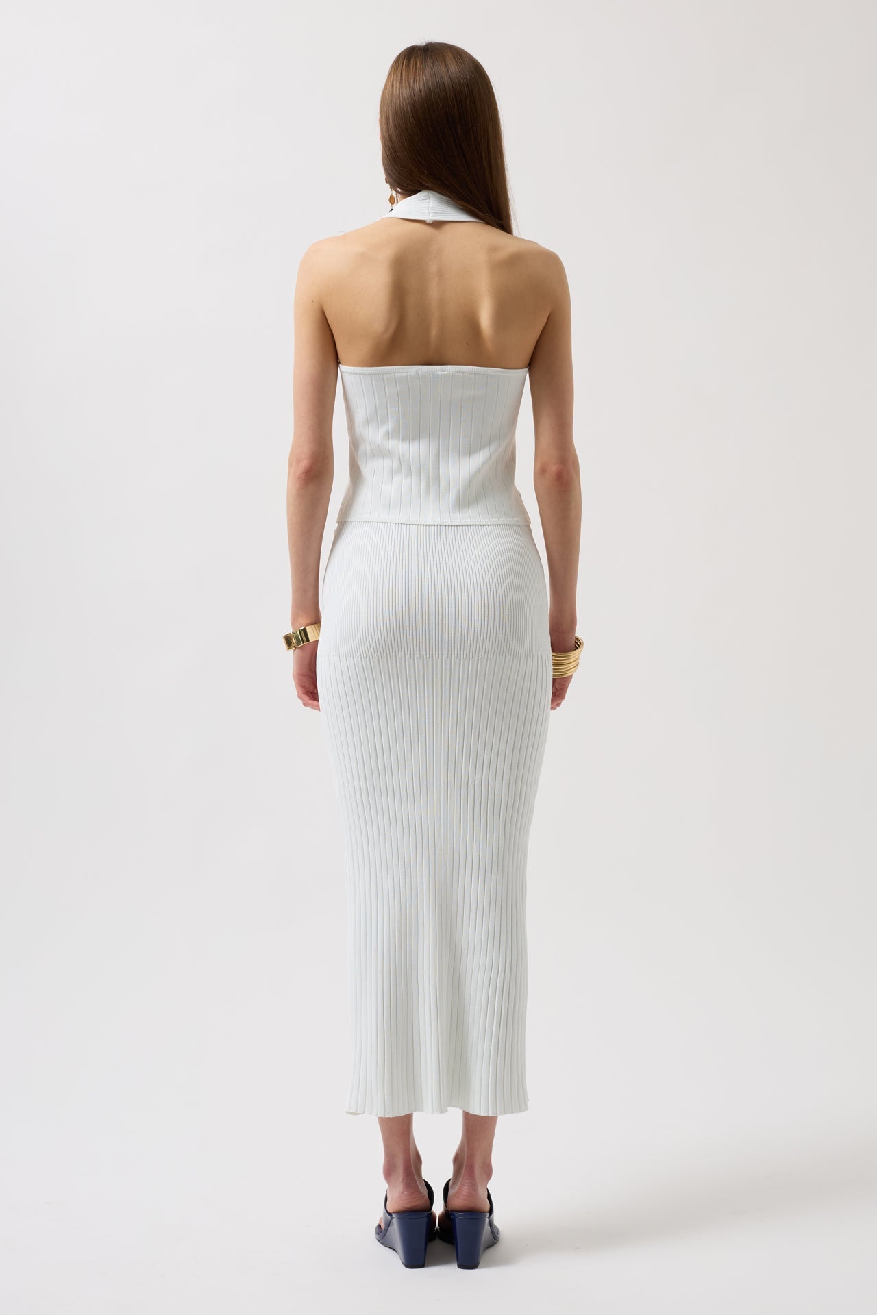 High Waist Textured White Skirt