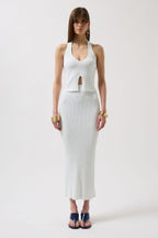 High Waist Textured White Skirt