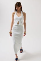High Waist Textured White Skirt