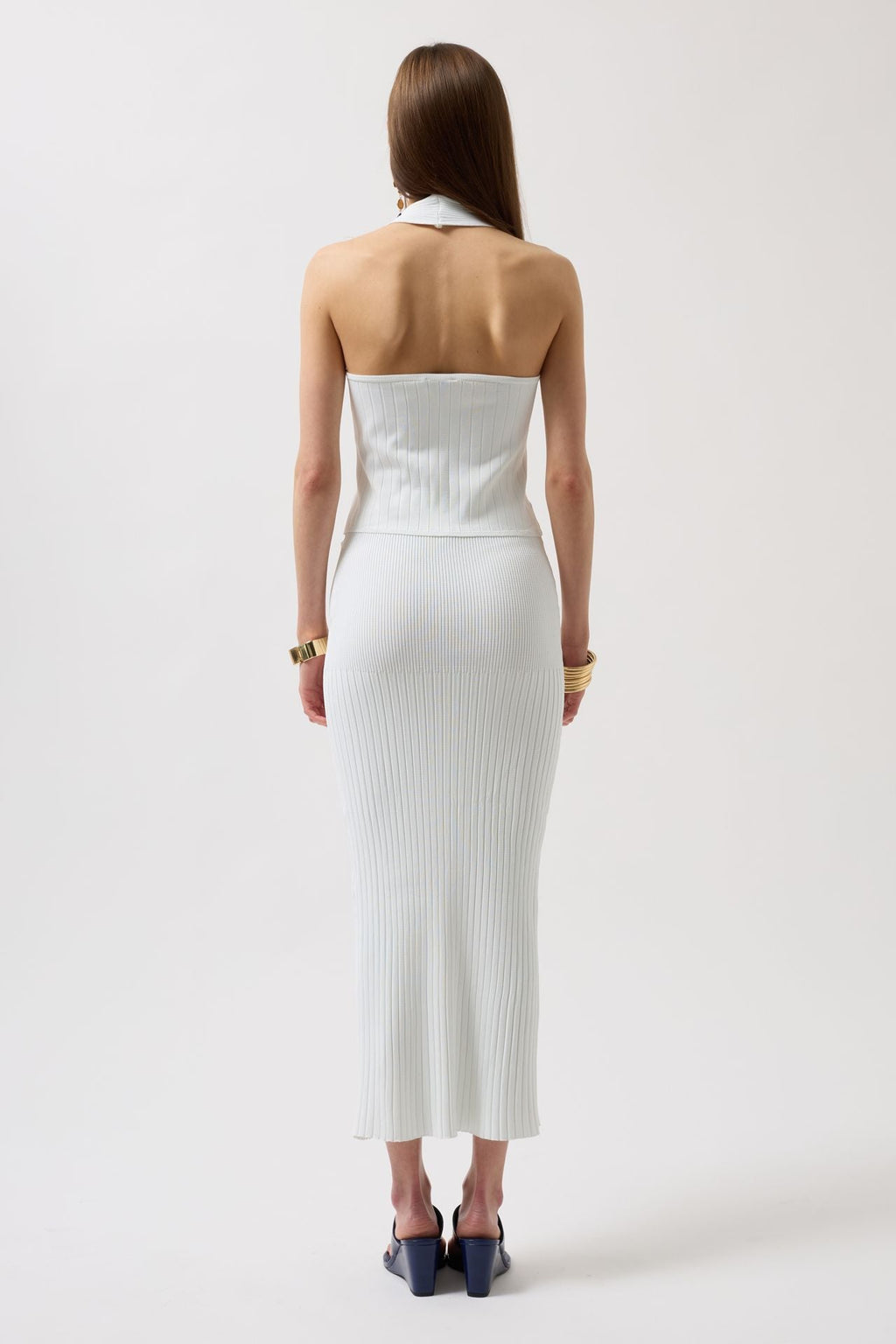 High Waist Textured White Skirt