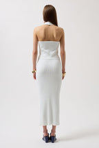 High Waist Textured White Skirt