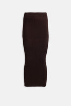 High Waist Textured Brown Skirt