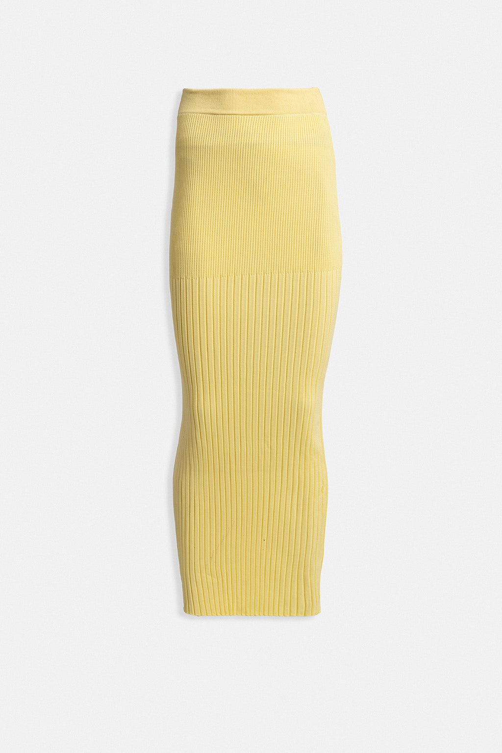 High Waist Textured Yellow Skirt