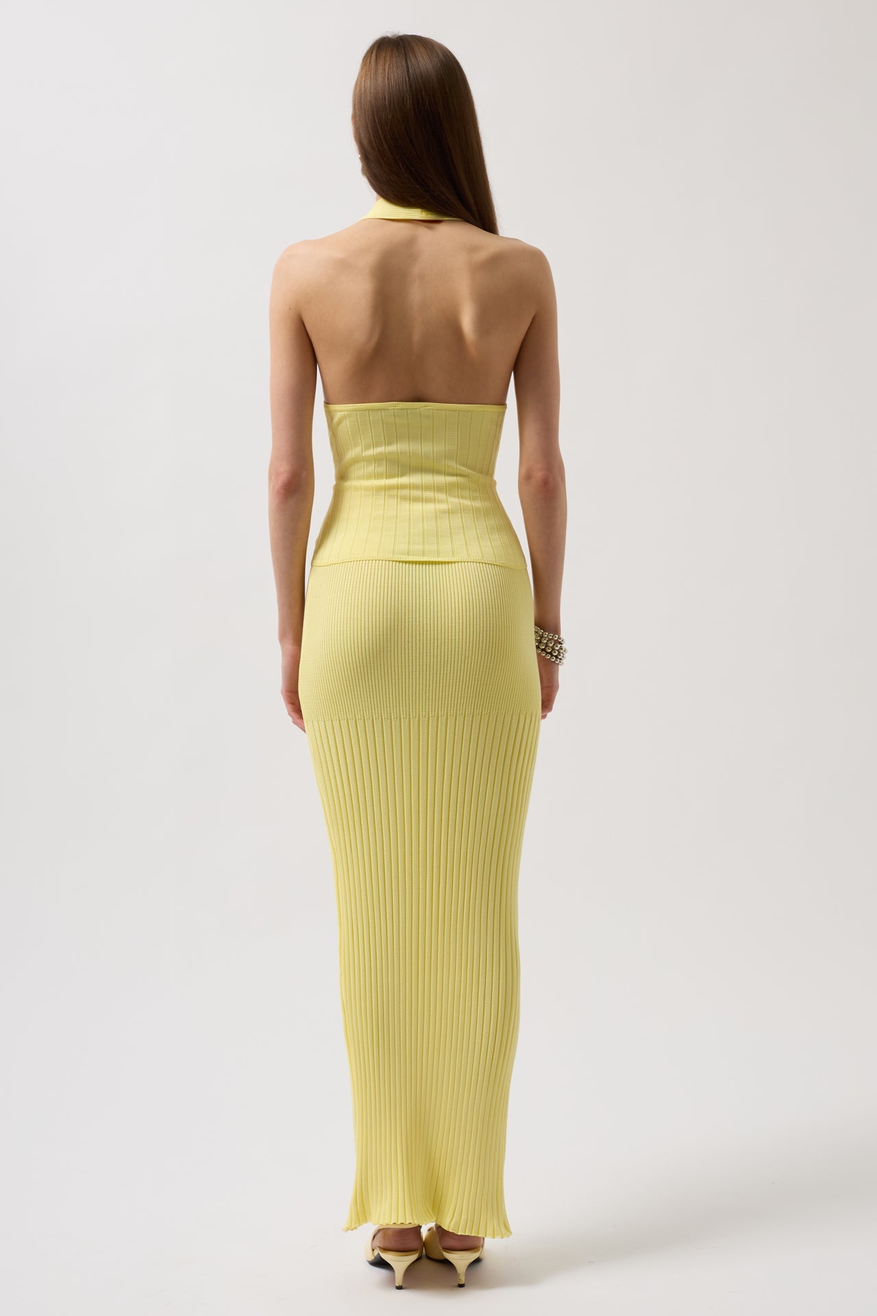 High Waist Textured Yellow Skirt