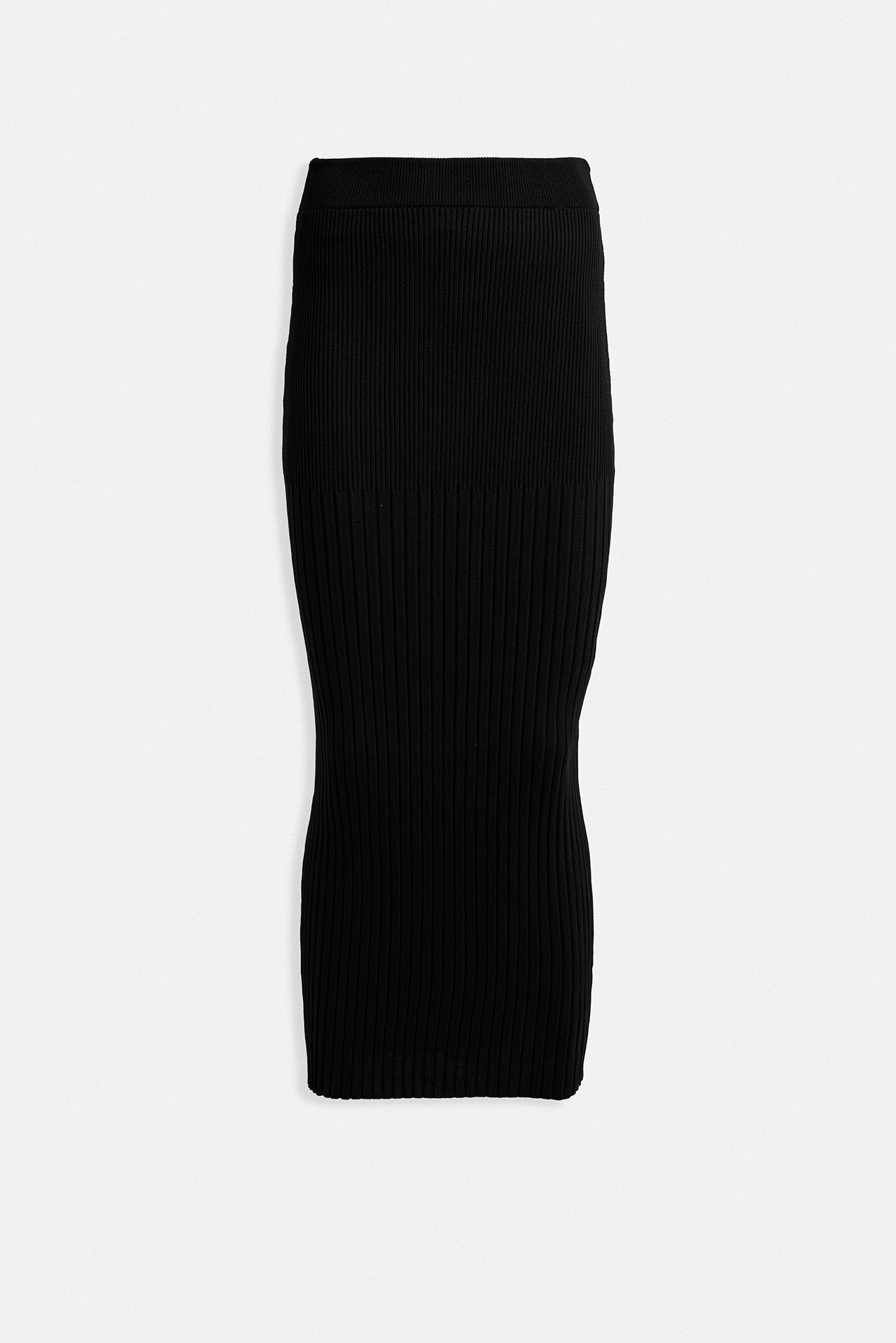 High Waist Textured Black Skirt