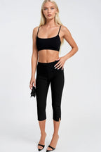 High Waist Stretch Black Bermuda Shorts