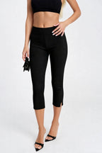High Waist Stretch Black Bermuda Shorts