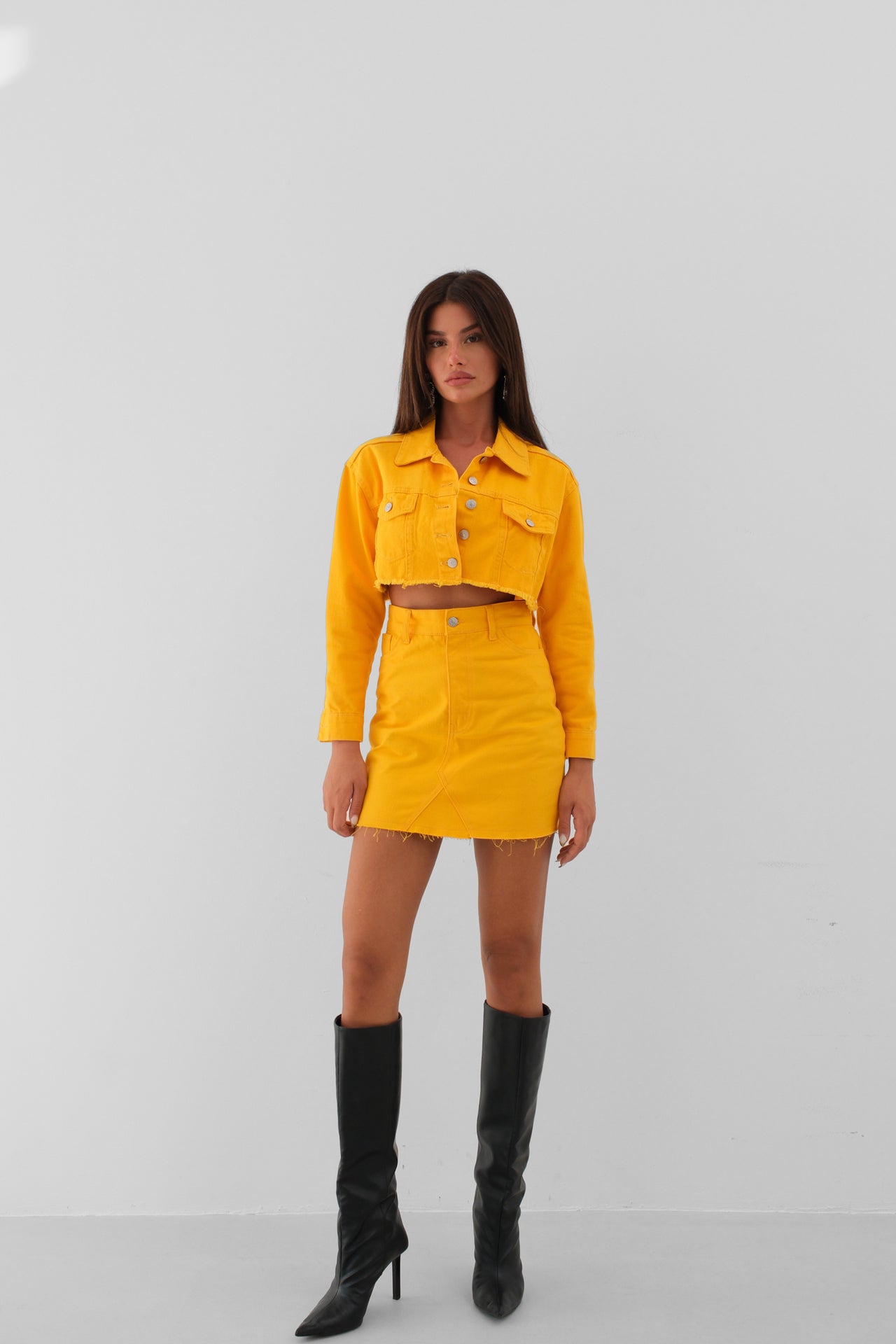 High Waist Mango Denim Skirt