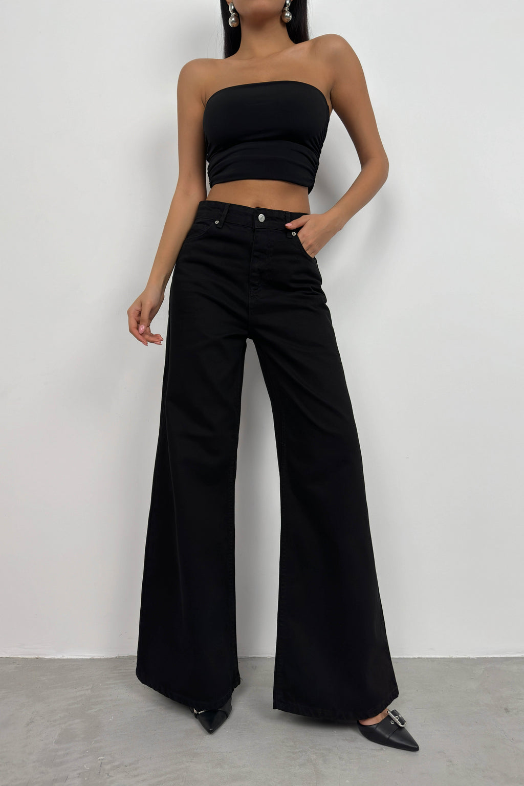 High Waist Palazzo Gray Jean