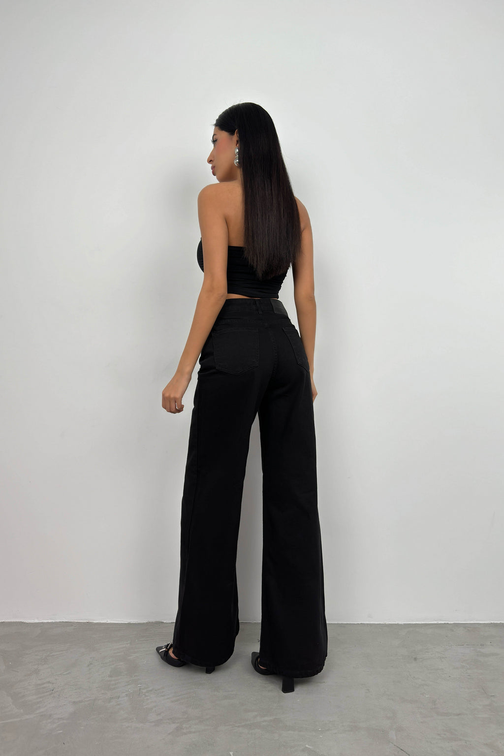 High Waist Palazzo Gray Jean