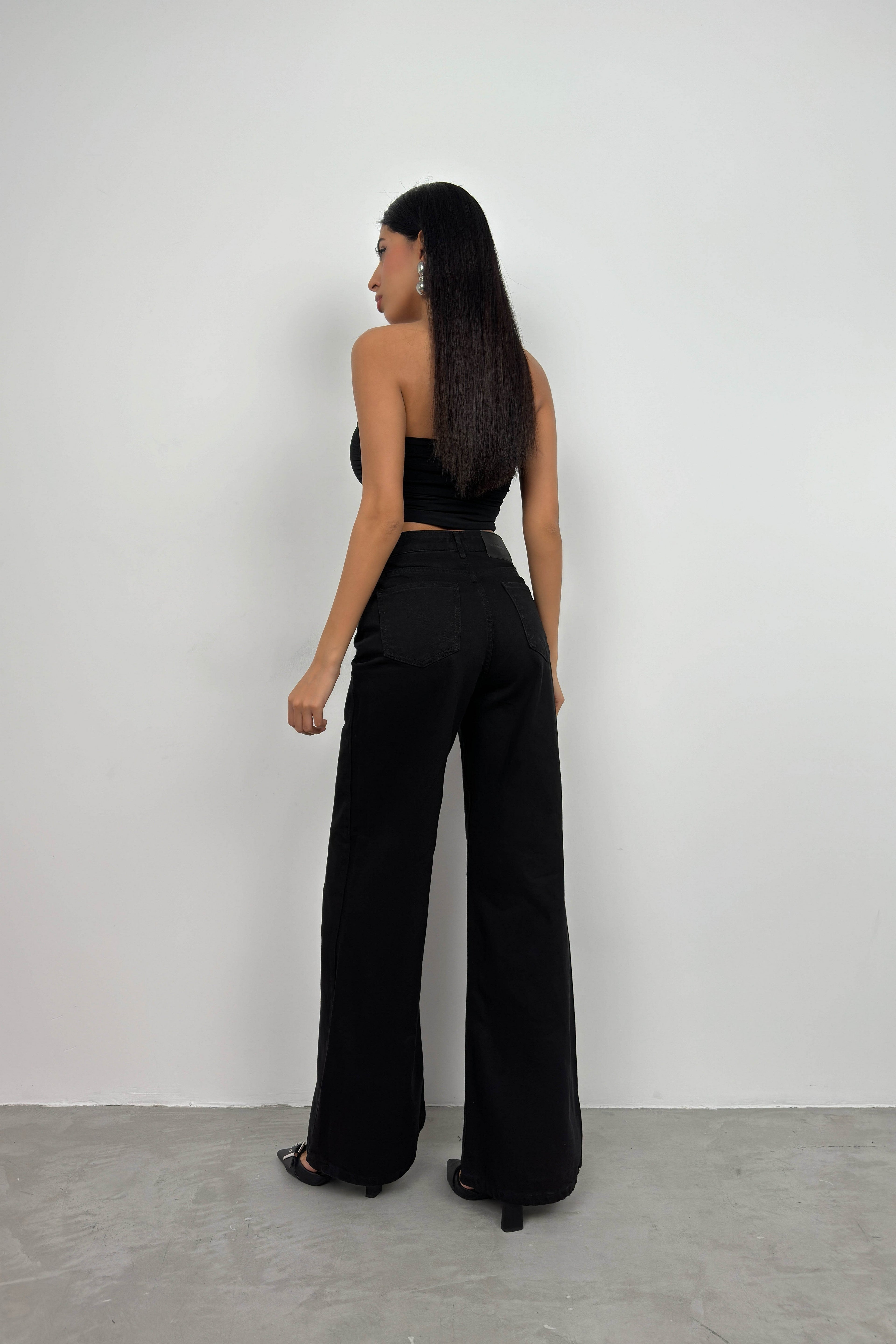 High Waist Palazzo Gray Jean