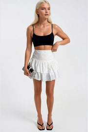 High Waisted Pleated Yellow Mini Skirt