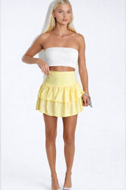 High-Waisted Pleated Yellow Mini Skirt