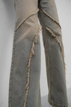 High Waist Fringe Detailli Light Blue Jeans