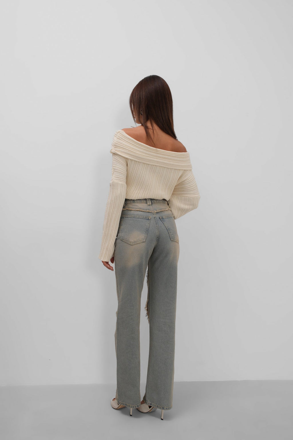 High Waist Fringe Detailli Light Blue Jeans