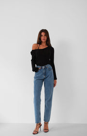 High Waist Skinny Leg Blue Jeans
