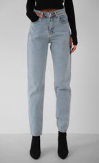High Waist Slim Leg Light Blue Jeanss